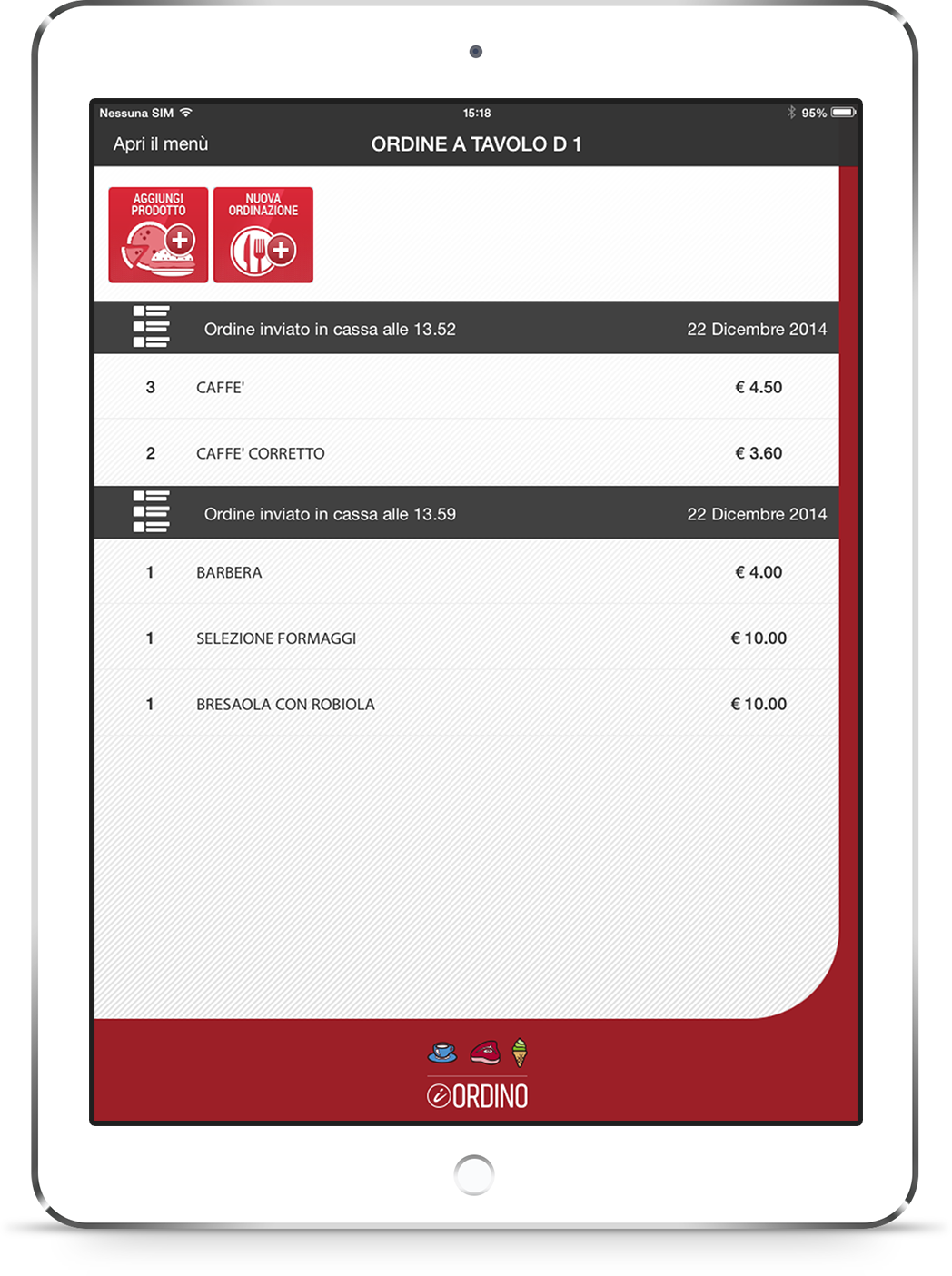mockup presentation sviluppo applicazione ios mobile iordino tavoli ordine