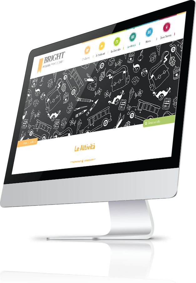 mockup dello sviluppo della homepage del sito internet responsivo per Bright Academy